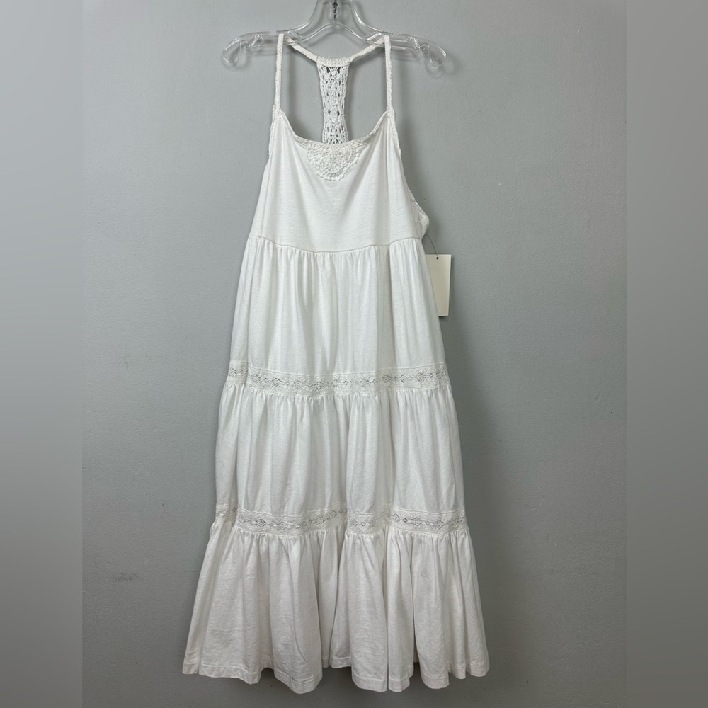 NWT Ralph Lauren Girls White 100% Cotton Tierd Crochet Lace Dress Sz L 12/14